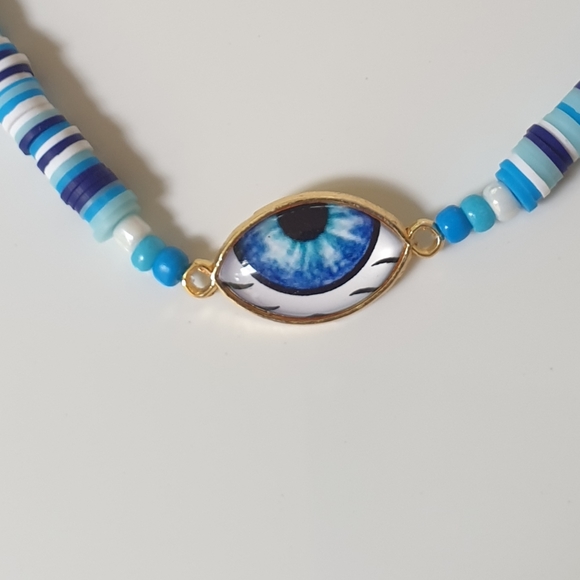 Necklace with the blue eye handmade - Picture 2 of 3